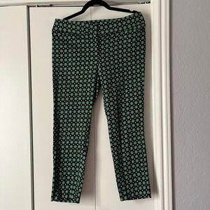 Valerie Stevens Petite Green Print Career Pants Stretch Geometric 6P